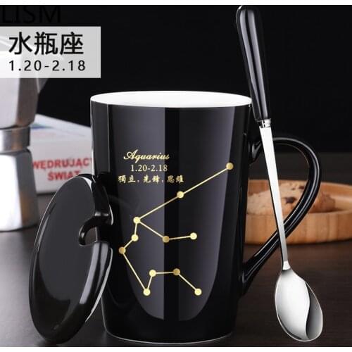 Nordic Ceramic Coffee Cup Set Creative Breakfast Cup Mug with Lid Spoon Personalized Drinking Cup Home Men and Women Tea Cup