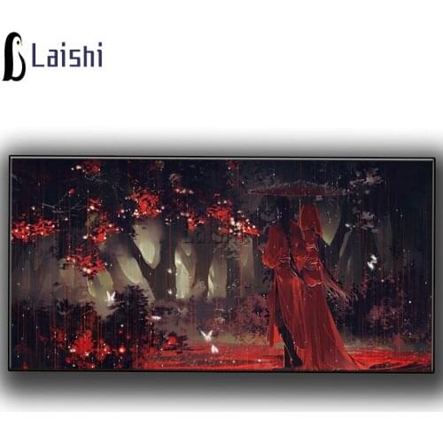 Red umbrella lovers Anime diamond painting cross stitch diamond mosaic full square round diamond embroidery kits Home Decoration