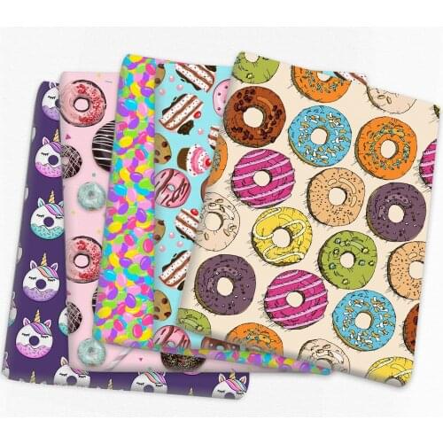 Patchwork Donuts Cake Polyester Cotton Fabric for Tissue Kids Sewing Quilting Fabrics Needlework Material DIY,c14064