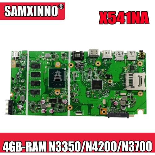 Akemy X541NA Laptop motherboard for ASUS X541NA original mainboard 4GB-RAM N3350/N4200/N3700-CPU