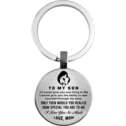 Fashion Jewelry Family Gift To My Son Glass Pendant Key Ring Key Chain Love From Mom Sons Gift Mom Birthday Anniversary Gifts