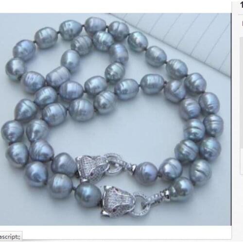A set of 12-13mm south sea baroque silver grey pearl necklace18" bracelet 7.5-8" KKK