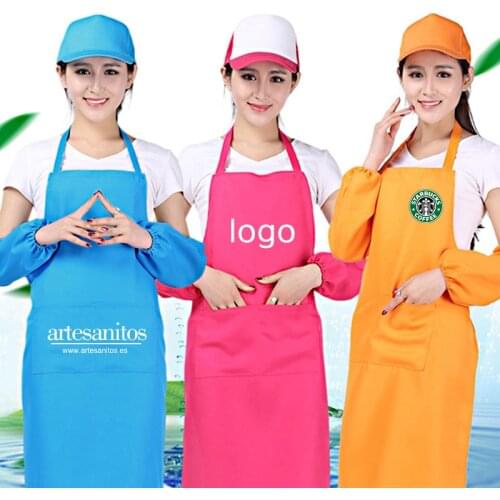 Home Kitchen Restaurant Unisex Aprons with Front Pocket Chefs Butchers Cookware Craft Baking Cooking Print Logo from 10 Pcs