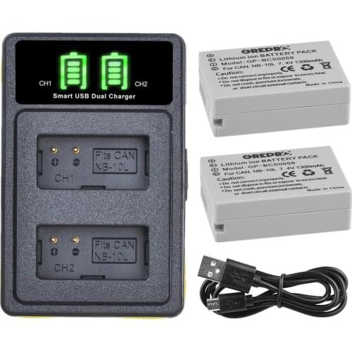 NB-10L NB10L NB 10L Battery + LED Dual Charger for Canon PowerShot G1 X, G3 X, SX40 HS, SX50 HS, SX60 HS Camera
