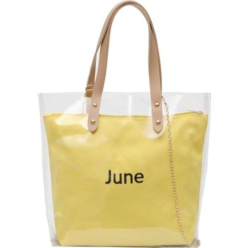 NoEnName Fashion Women 4 Color Zipper Transparent PVC Package Tote Bag Solid PU Shoulder Bag Satchel Handbag Tote Purse Bags