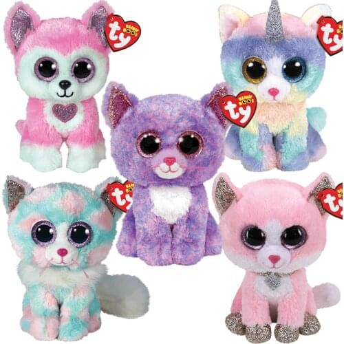 15CM Ty Beanie Austin Sparkly Glitter Eyes Black And White Face Owl Cute Animal Doll Birthday Gift Soft Stuffed Plush Toy Kids