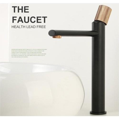 New Basin Faucet Bathroom single lever hot and cold Brief Brass water Mixer Tap Black rose gold Basin Water Sink Mixer crane