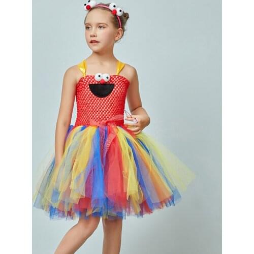 Girls Red Elmo Tutu Dress Baby Bird Cosplay Outfits Baby Halloween Costume Dresses Fancy Carnival Disguise Clothes Photo Props