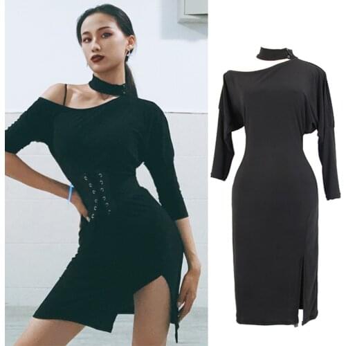 Latin Dresses Competition Dance Clothing Female Sexy Slim Long-Sleeved Ballroom Samba Practice Wear Gatsby Dress Latina DL4542