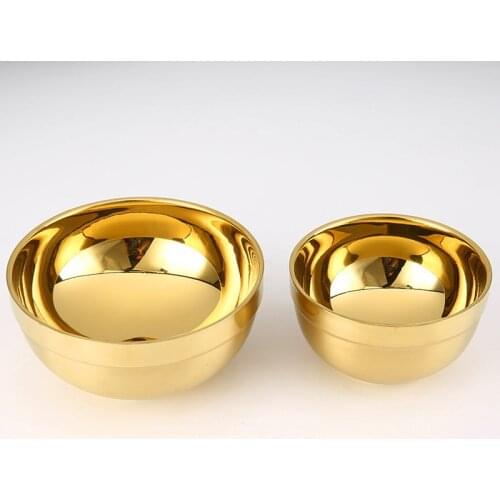304 Stainless Steel Gold Bowl Thickened Double Layer Heat Insulation Kitchen Cooking Tools D1