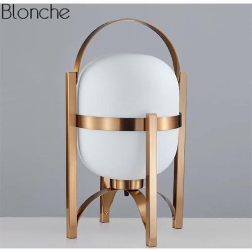 Nordic Portable Glass Table Lamp Metal Led Desk Light Luminaire for Bedroom Bedside Reading Lamp Indoor Lighting Fixtures Decor