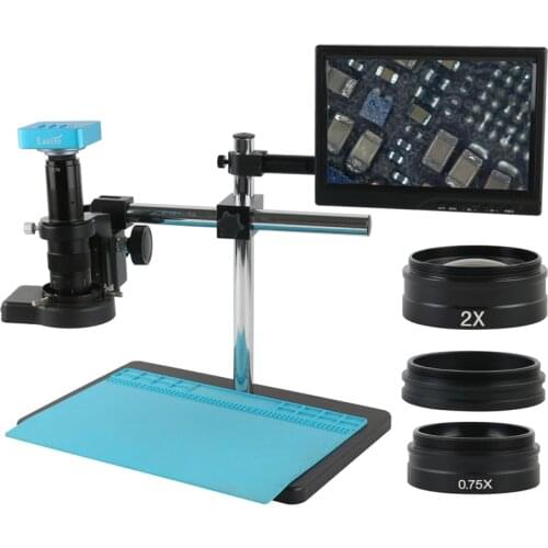 1080P SONY IMX307 HDMI USB Industrial Electronic Video Microscope Camera TF card Storage+ 180x 300x C-Mount Lens For PCB Repair