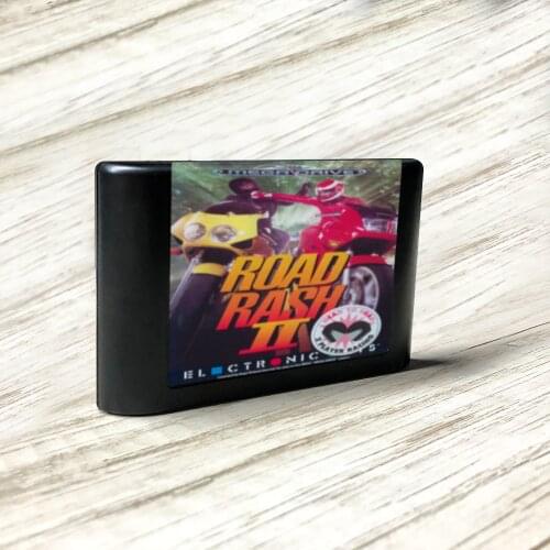 Road Rash II - EUR Label Flashkit MD Electroless Gold PCB Card for Sega Genesis Megadrive Video Game Console