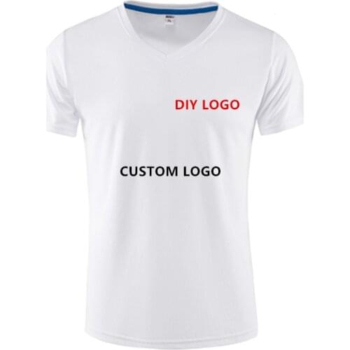DIY V neck dry fit t shirt printing logo custom design team company tees print your own design photo text fashion top