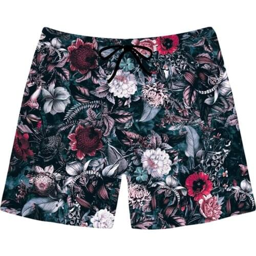 Retro Beautiful Flowers 3D Printed Mens Shorts Floral Unisex Streetwear Elastic Waist Shorts Summer Beach Harajuku Casual Shorts