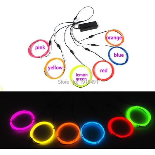1Meter x 6Pieces Led Strip Popular Car Decor With 3V Batterycase Neon EL Wire Luminous Thread for Wedding Anniversary Supplies