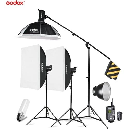 Godox SK400 3x 400W Photo Studio Flash Lighting,Softbox Light Stand Studio Boom Arm Top Light Stand
