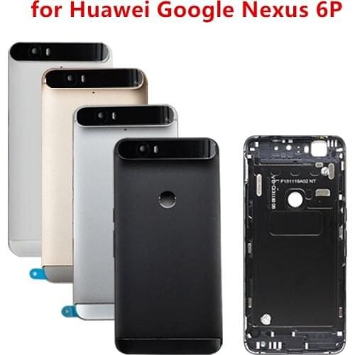For Huawei Google Nexus 6P Battery Back Cover Rear Door Housing +Top Glass Camera Flash Lens Replacement Repair Parts