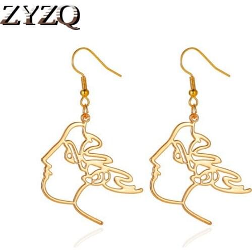 ZYZQ Hot Sale Face Earrings For Women Creative Hollow Exaggerated Abstract Fashion Harajuku Style Ear Jewelry Oorbellen Brinco