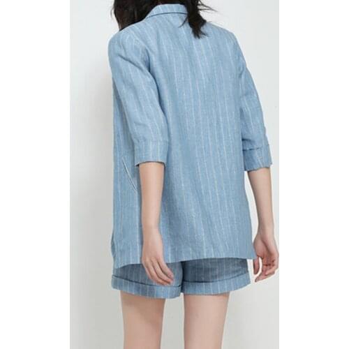 Work Short Pant Suits OL 2 Piece Sets For Women Summer Autumn blazer femme Elegant Striped Blazer Womens Jacket Streetwear