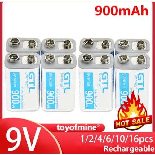 2-24pcs PPS NiMH block 17R8H 9V 900mAh Durable Power rechargeable battery White Color