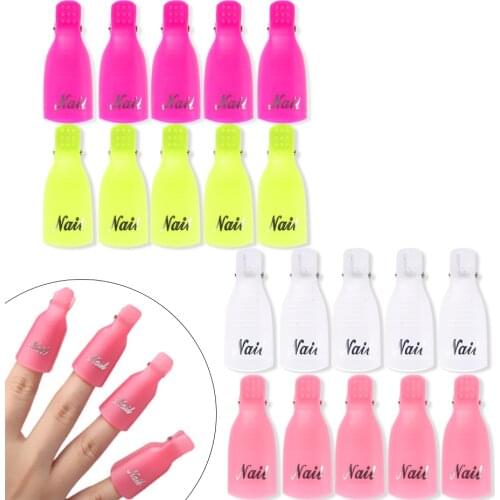 10pcs Nail Art Soak Off Cap Clip Pink Plastic Fingers Remover Gel Polish Varnish Wrap Tool Cleaner Soaker Nail Manicure SAND136