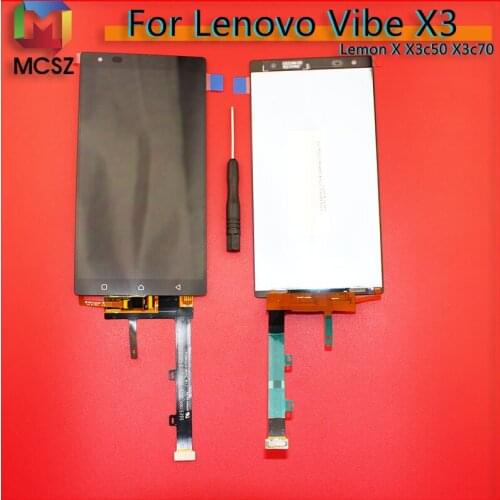 100% tested Black LCD Display Touch Screen Digitizer Assembly For Lenovo Vibe X3 / Lemon X X3c50 X3c70 Phone Replacement