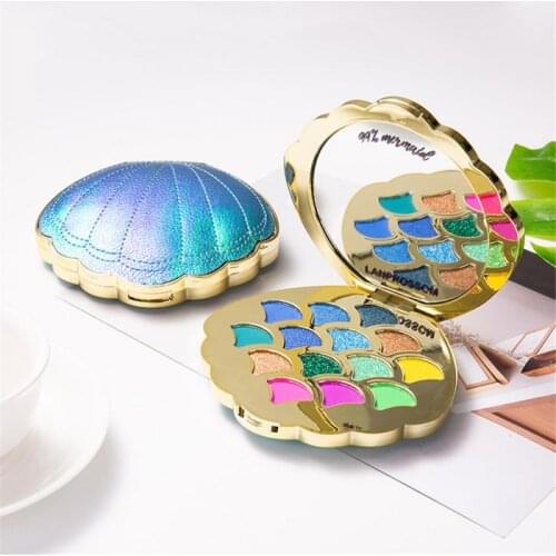 14-color Loose Powder Eyeshadow Colorful Eye Shadow Shell-shaped Flip Cover With Mirror Makeup Eyeshadow Palette Makeup TSLM1