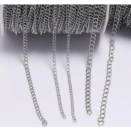 5m/Lot 1.2 2.2 2.4 3.0 4.0 mm Stainless Steel Bulk Jewellery Chain For DIY Jewelry Making Necklace Earring Findings Accessories