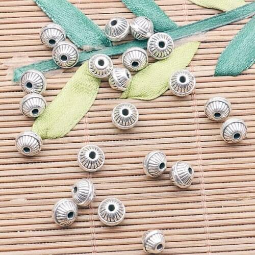 60pcs tibetan silver color lined textured spacer bead EF2600