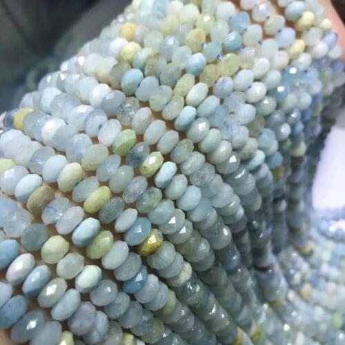 Aquamarine blue roundel faceted 6/8/10mm for DIY jewelry making loose beads FPPJ wholesale beads nature gemstone