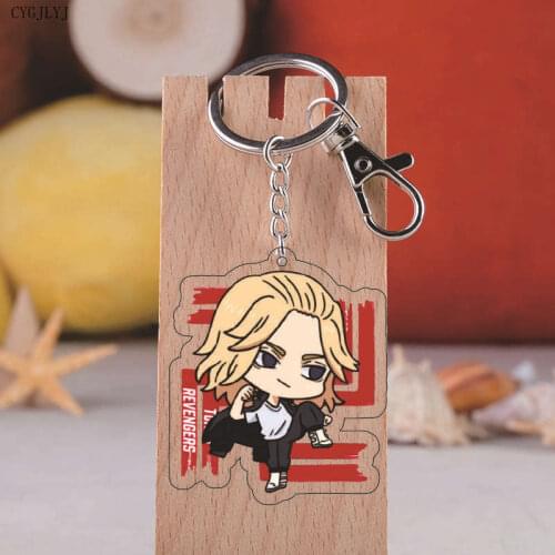 Anime Tokyo Revengers Keychain Manjiro Ken Takemichi Hinata Atsushi Chibi Kawaii Arcylic Pendant Keyring Jewelry Cosplay Props