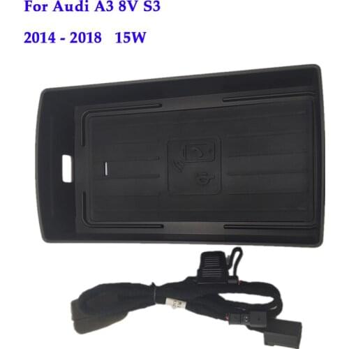Wireless charger for Audi A3 8V S3 2014 2015 2016 2017 2018 QI phone power fast charging plate mobile holder for iPhone11 15w