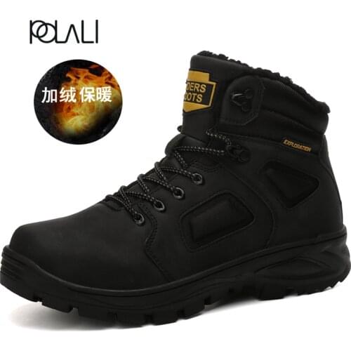 Winter Tactical Military Boots Men Genuine Leather Army Hunting Fur Ankle Boots Outdoor Fashion Work Casual Shoes Men Sneakers
