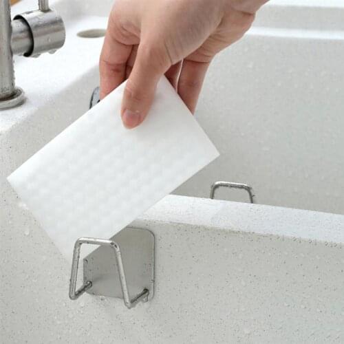 Adhesive Sponge Holder 304 Stainless Steel Kitchen Sink Rack Water Proof Quick Drying Frame Kitchen Bathroom Accessories
