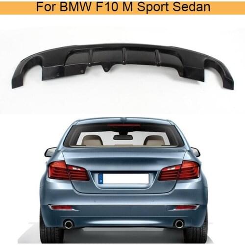 For 5 Series Half Carbon Fiber rear bumper lip diffuser for BMW F10 M Sport Sedan 528i 530i 550i 12-16 dual exhaust one out