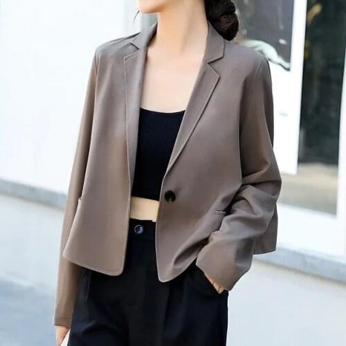 Design sense niche suit jacket women short 2021 new spring Korean loose casual top Solid Casual Blazers WOMEN