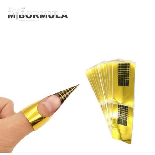 100pcs Professional nail form Tips Nail Art Form Acrylic Tip Gel Nails Sticker Extension Curl Form For Nail Polish Guide 2018
