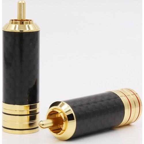 HI FI pure Copper Gold Plated Carbon Fiber RCA Connector Plug