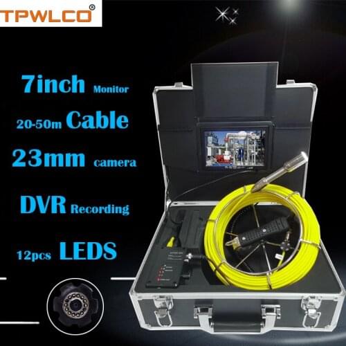 Pipe Inspection Camera Drain System With 7" 1000TVL Monitor 20-50m Cable Underwater Camera Diameter 23mm 8GB SD Card With DVR