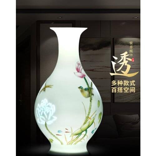 Ceramic Decoration Thin Porcelain Vase Flower Arrangement Small Chinese Living Room Desktop Decoration Crafts home decor
