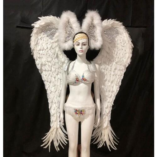 Custom Samba Dance Stage Performance Costume Ostrich Hair Backboard Opening Feather headwear wing Carnival Dance Team wear