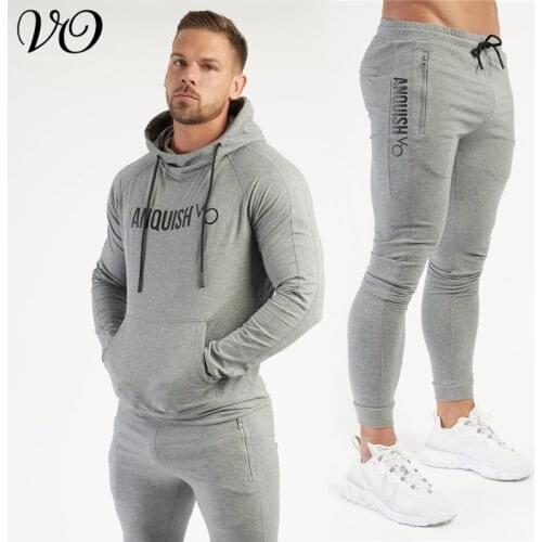 Jogger spring and autumn new sports mens suit cotton fashion pullover hoodie mens trousers sportswear Fitness Sweatpants