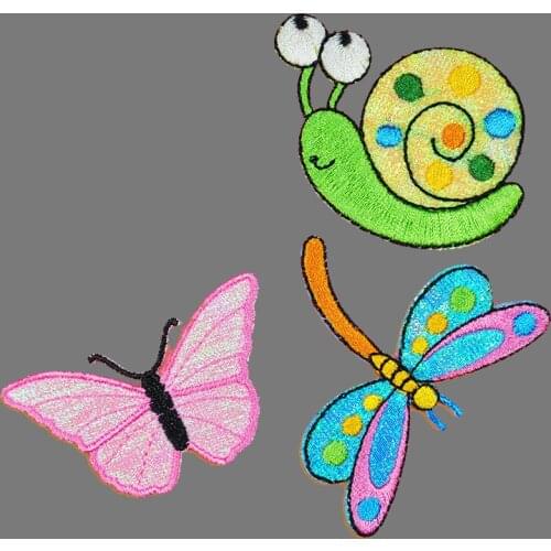 Beautiful Dragonfly Butterfly Embroidered Patch Applique Iron on Honey Bee Patches for Clothing DIY Fashion Patches