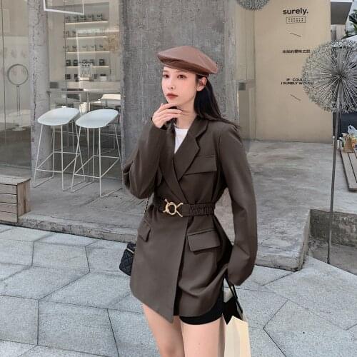 Make spot 973 # blast street small suit the drape fall 2020 han edition belt temperament leisure jackets
