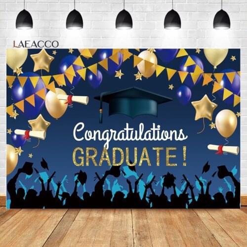 Laeacco Graduation Celebration Photocall Background Balloon Five-pointed Star Pennant Baby Poster Portrait Photography Backdrops