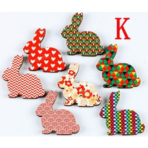 Fashion design Vintage Style Colorful Different geometric Pattern Laser Cut wood Rabbit wooden DIY brooch Necklace (WK-K)