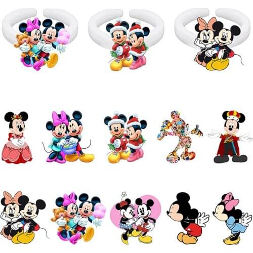 Disney Mickey Mouse Christmas Ring Acrylic Adjustable Round Ring Set Resin Ring Disney Couple Accessories