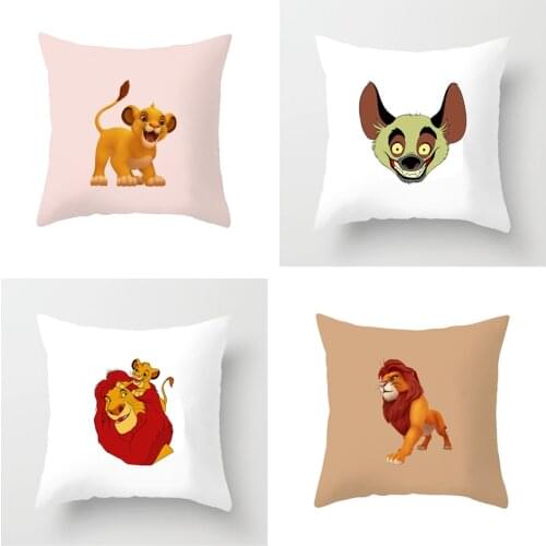 Cartoons printing The lion king pillowcase Peach skin Pillowcase Sofa cushion cover Decorative pillowcase for childrens room