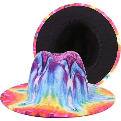 2021 New Tie Dye Beautiful Aurora Color Caps Fashion Wedding Church Or Party Fedora Hats For Women And Men Hip Pop Casual Hat
